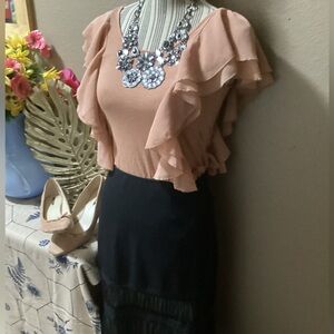 Elegant Peach Ruffle Sleeve Top FREE IN YOUR BUNDLE